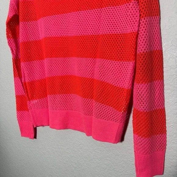 Lorna Jane Knit Acrylic Neon Pink and Orange Striped Sweater - Picture 9 of 10